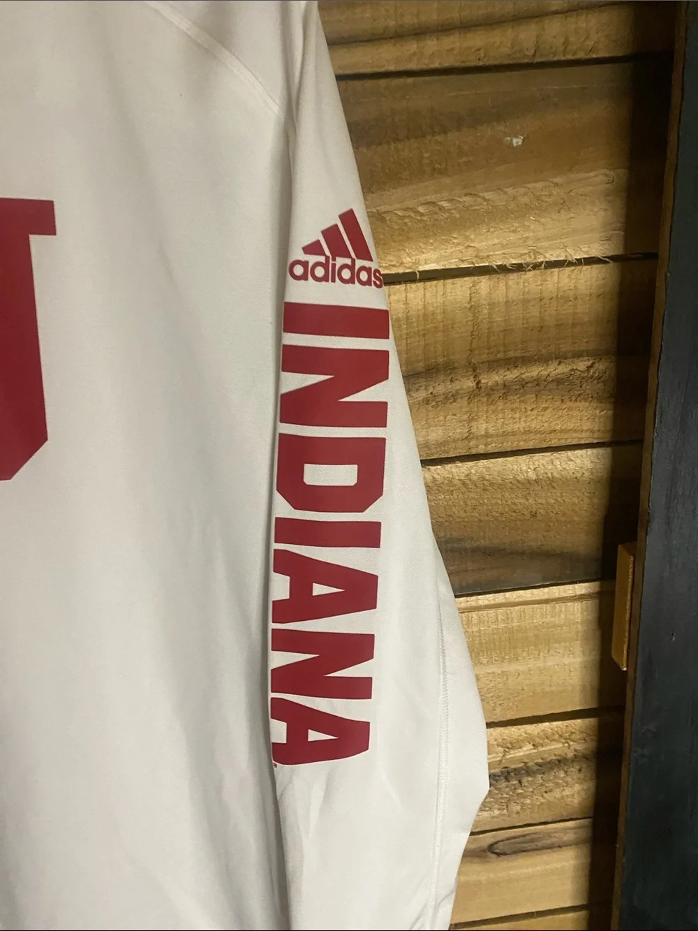 adidas White Long-Sleeve Indiana Graphic Performance pullover hoodie large thin